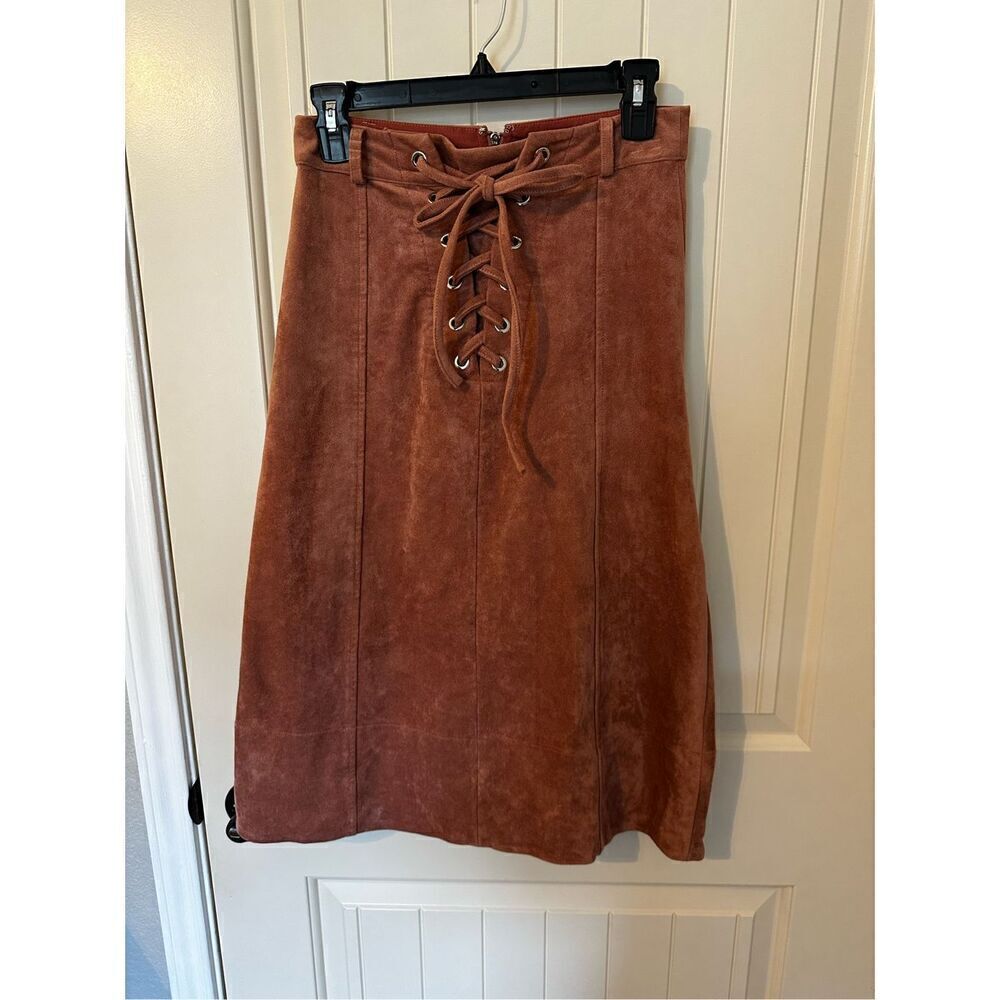 GB Gianni Bini Pink Suede A-Line Boho Pencil Mauve Pink Skirt Women Size S